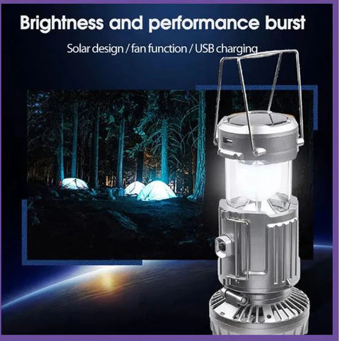 3 IN 1 PORTABLE SOLAR LATERN + FAN + POWER BANK