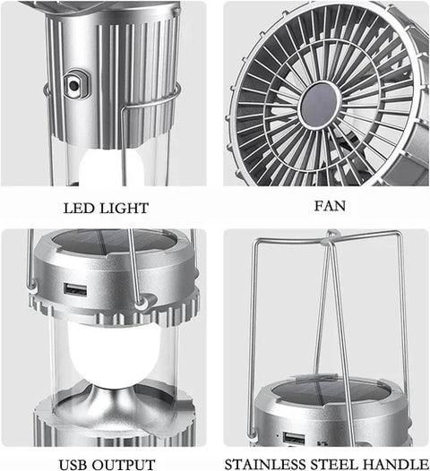 3 IN 1 PORTABLE SOLAR LATERN + FAN + POWER BANK