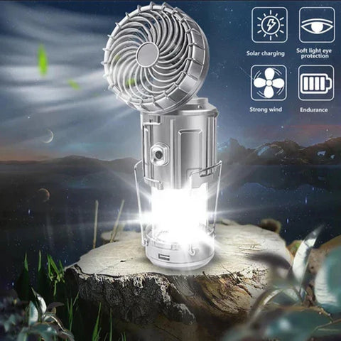 3 IN 1 PORTABLE SOLAR LATERN + FAN + POWER BANK